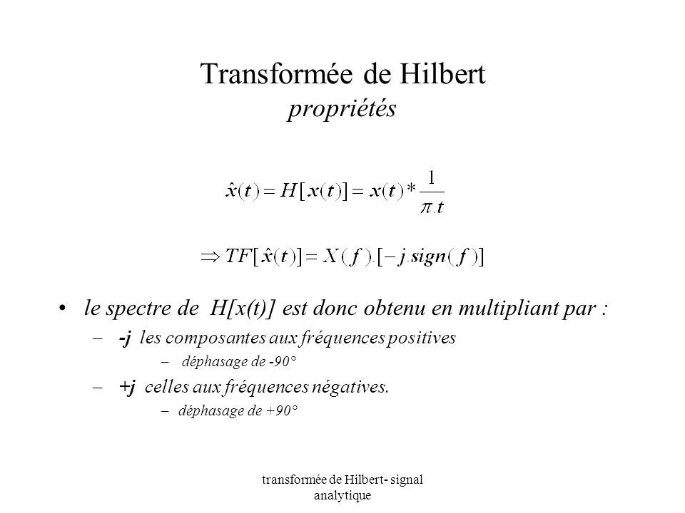 Transformée de Hilbert propriétés