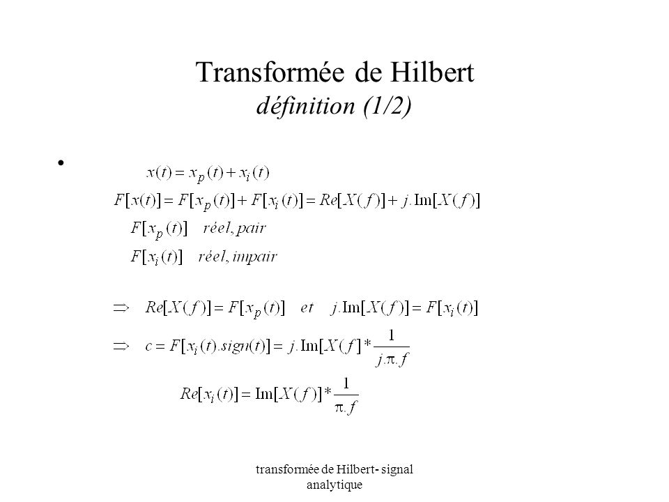 Transformée de Hilbert définition (1/2)