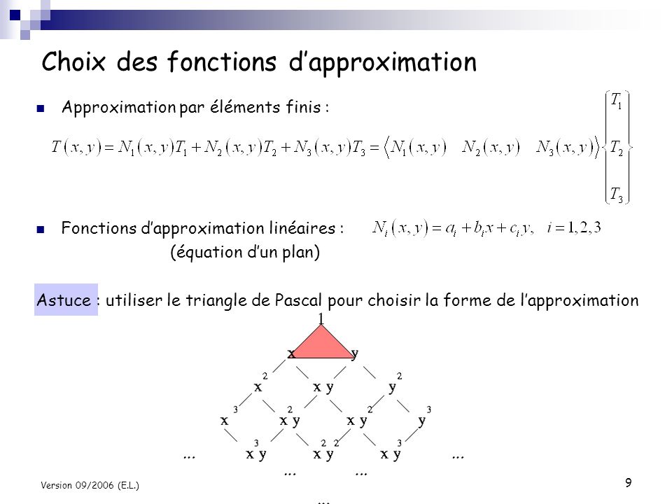 Choix des fonctions d’approximation