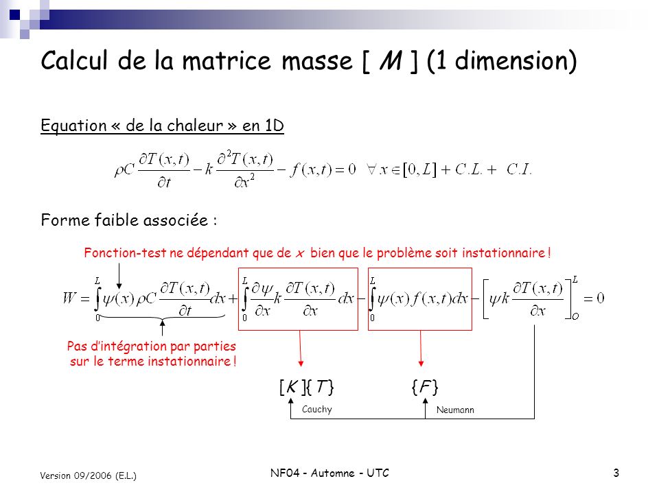 Calcul de la matrice masse [ M ] (1 dimension)