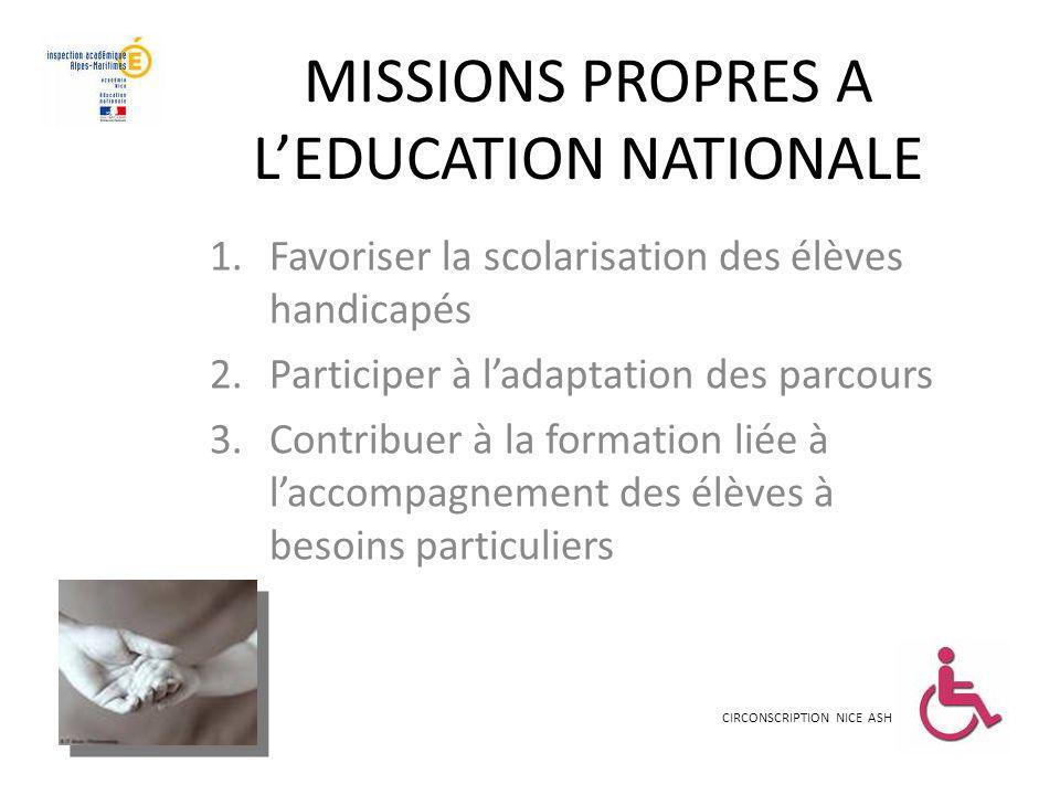 MISSIONS PROPRES A L’EDUCATION NATIONALE