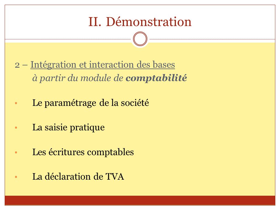 Démonstration 2 – Intégration et interaction des bases