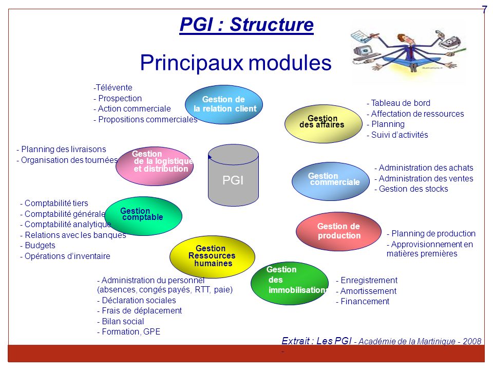 Principaux modules PGI : Structure PGI 7