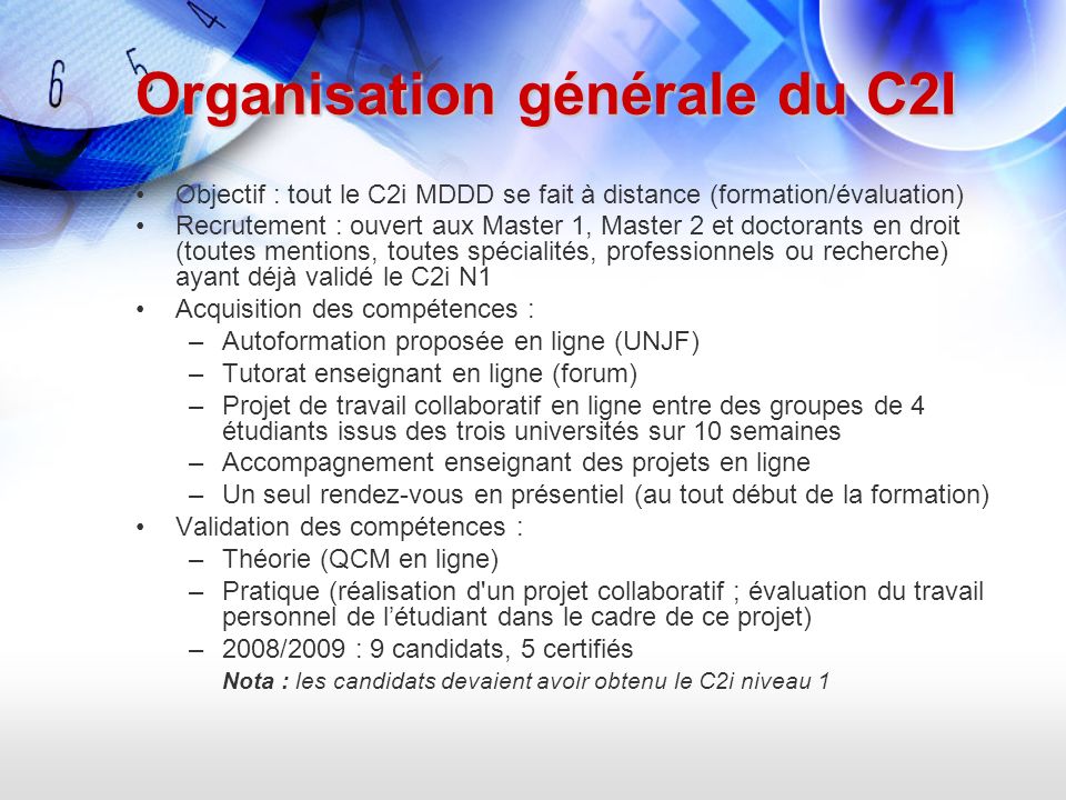 Organisation générale du C2I