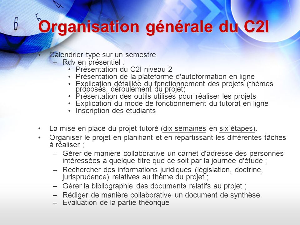 Organisation générale du C2I