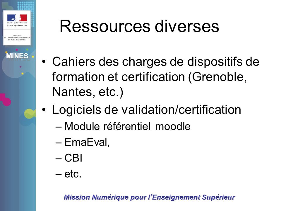 Ressources diverses Cahiers des charges de dispositifs de formation et certification (Grenoble, Nantes, etc.)