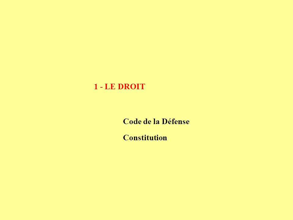 1 - LE DROIT Code de la Défense Constitution