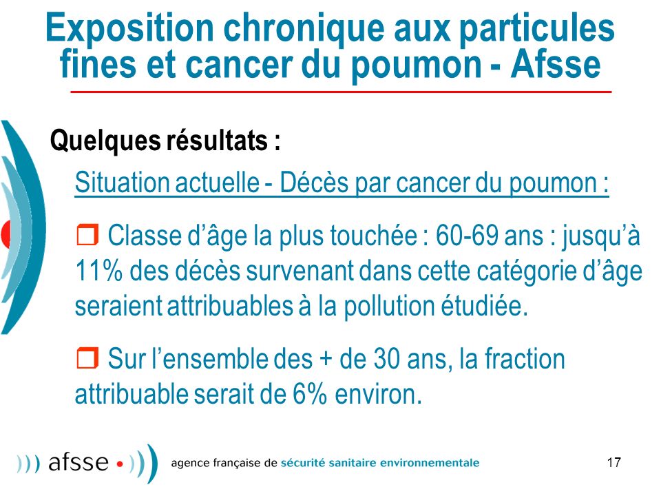 Exposition chronique aux particules fines et cancer du poumon - Afsse