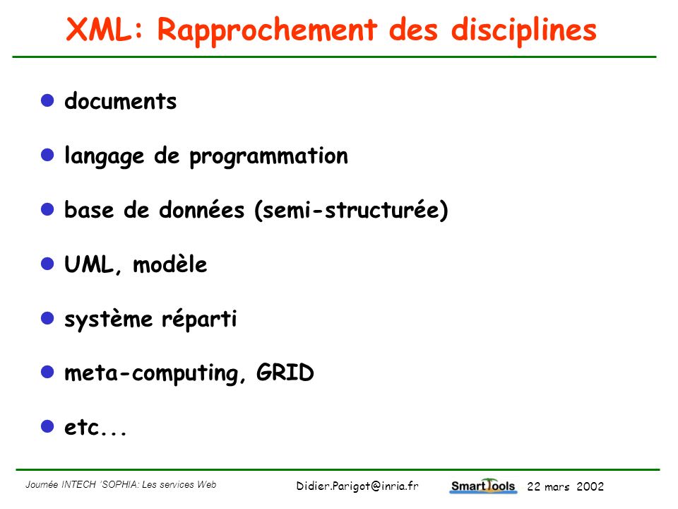 XML: Rapprochement des disciplines