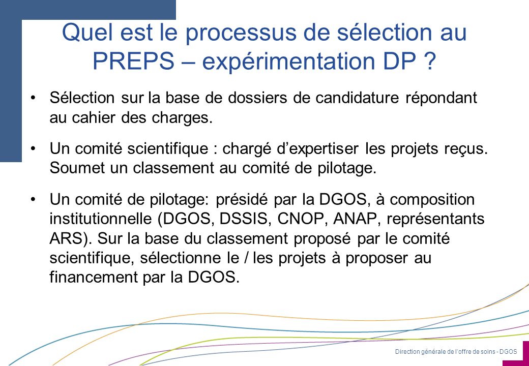 Quel est le processus de sélection au PREPS – expérimentation DP