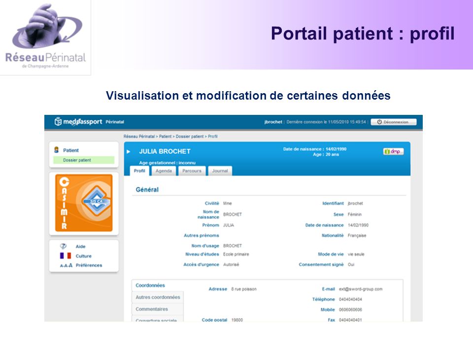 Portail patient : profil