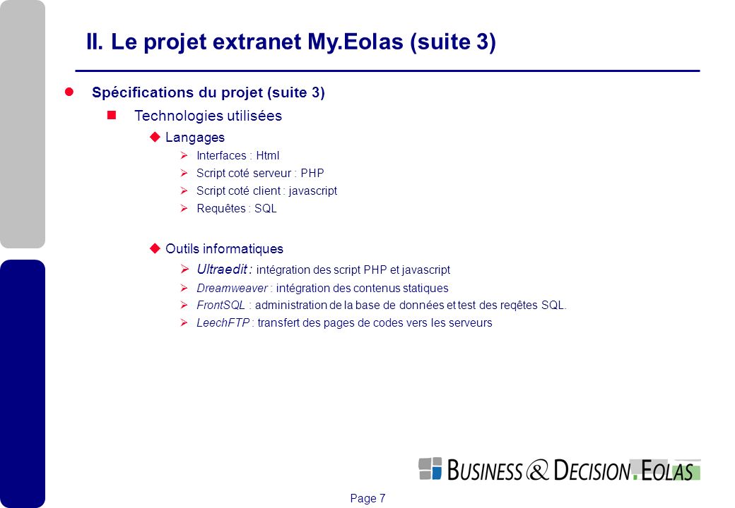 II. Le projet extranet My.Eolas (suite 3)