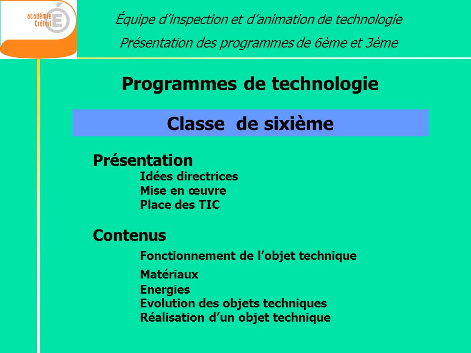 Programmes de technologie