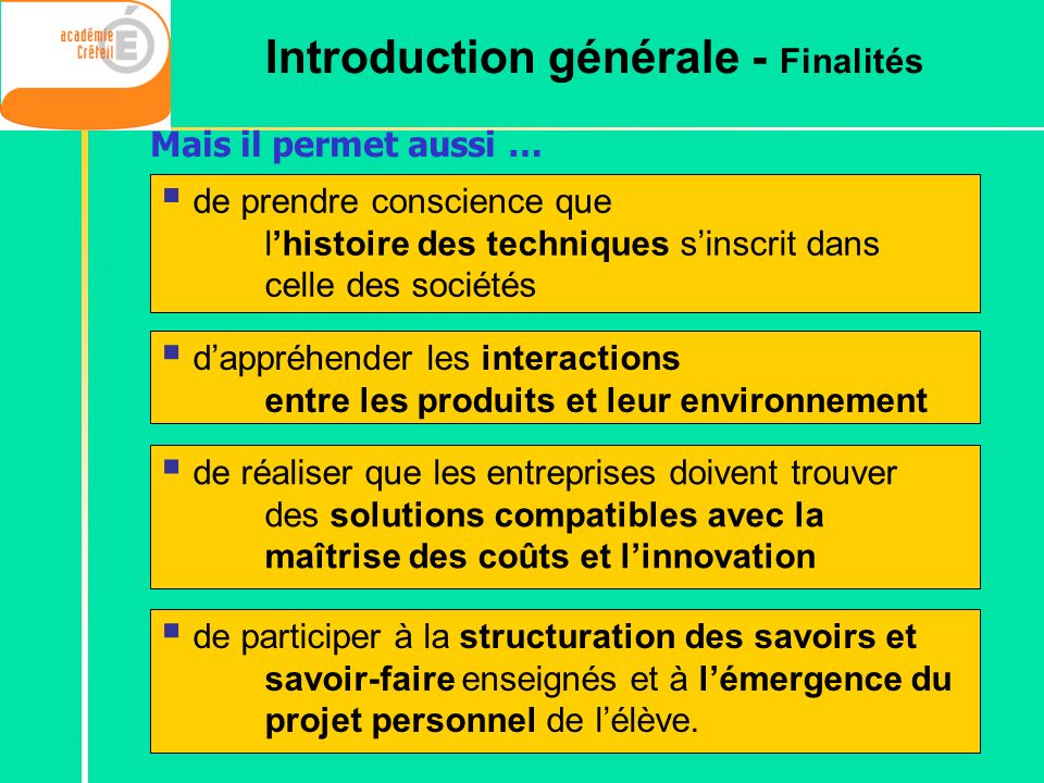 Introduction générale - Finalités