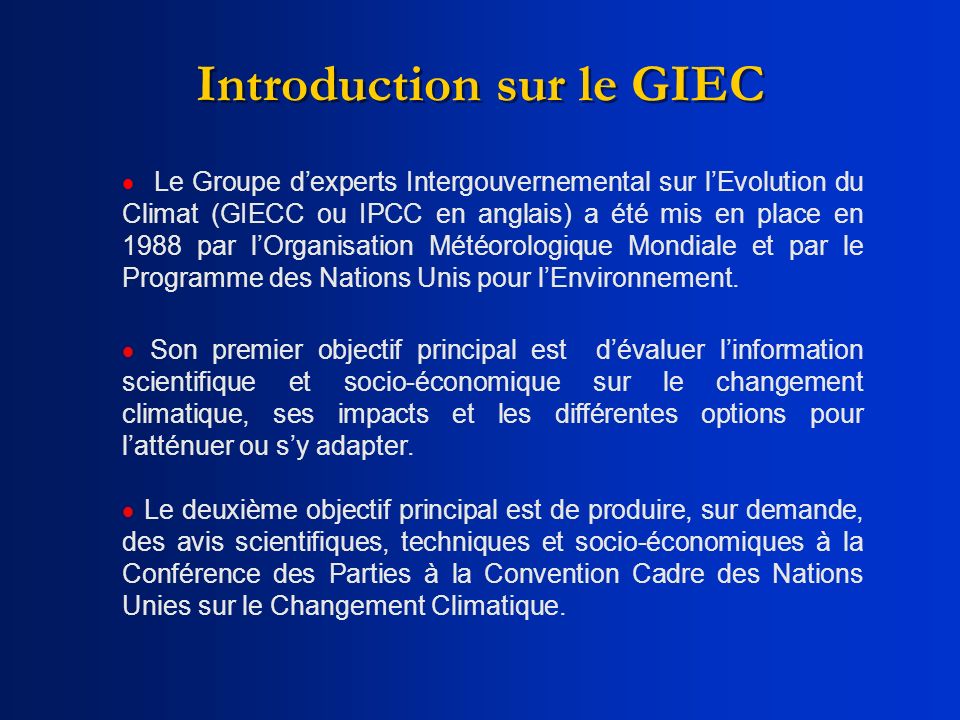 Introduction sur le GIEC