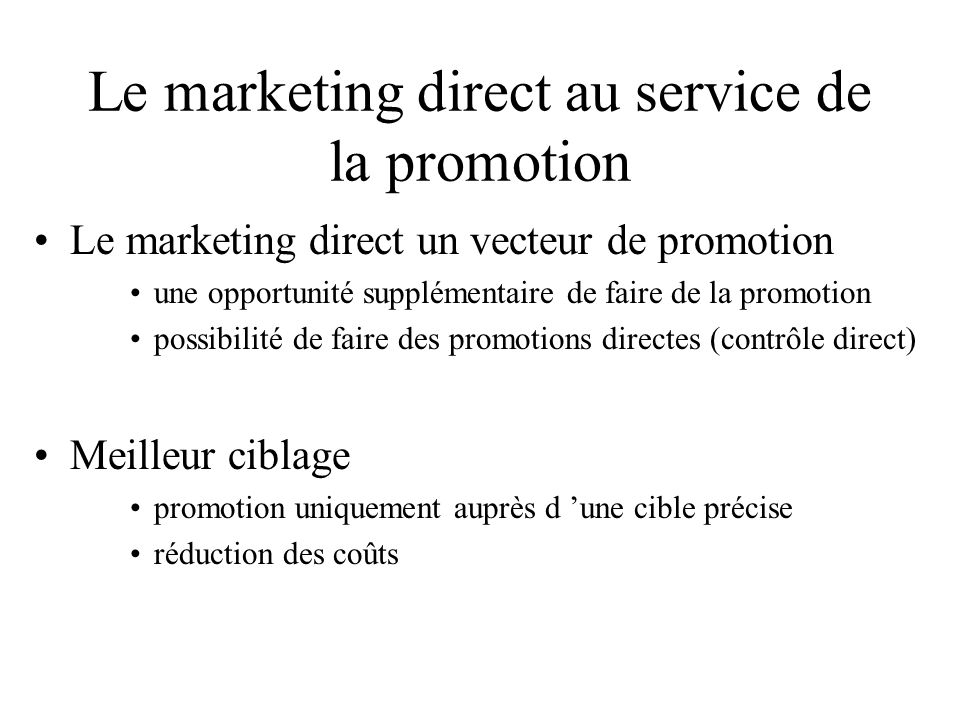 Le marketing direct au service de la promotion