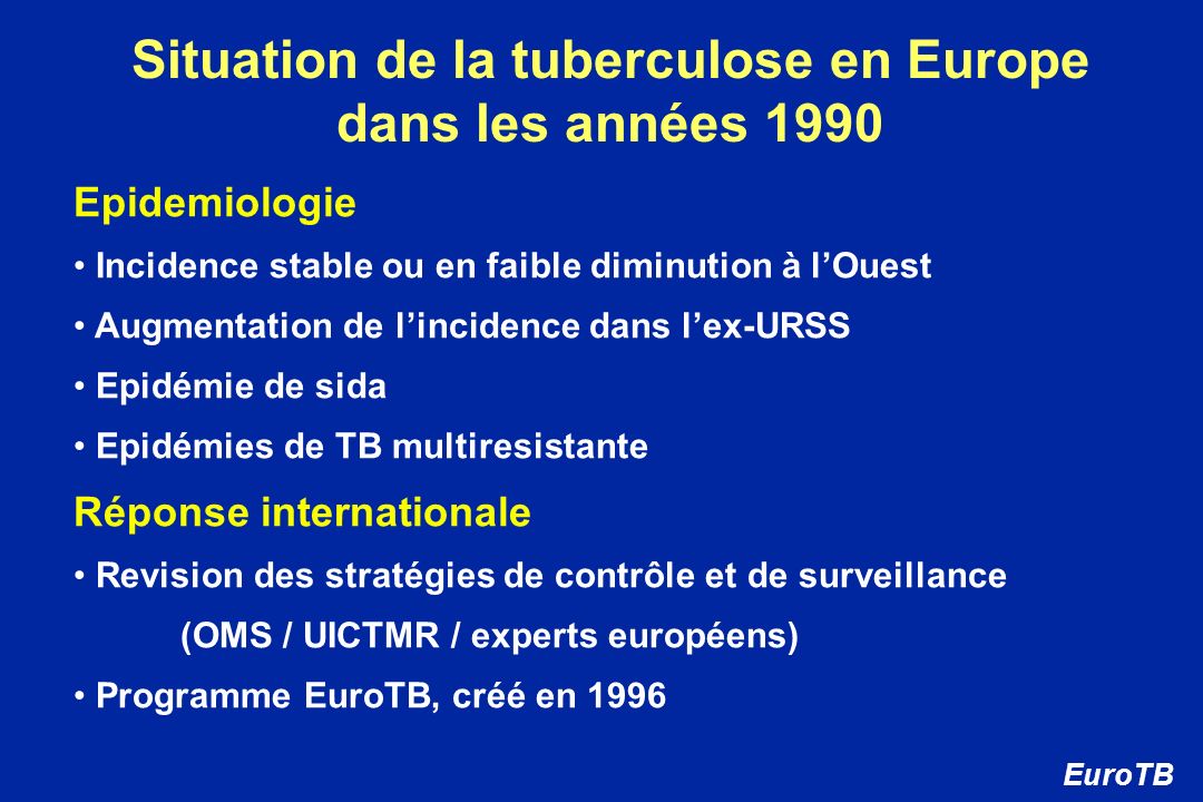 Situation de la tuberculose en Europe dans les années 1990