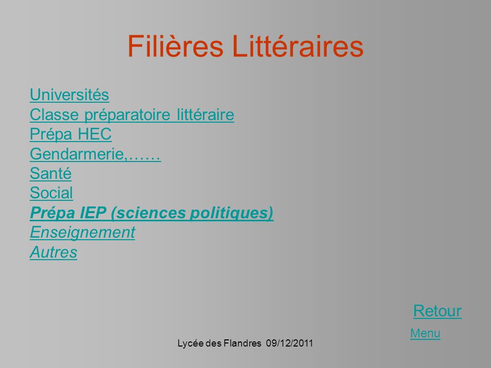 Filières Littéraires Universités Classe préparatoire littéraire