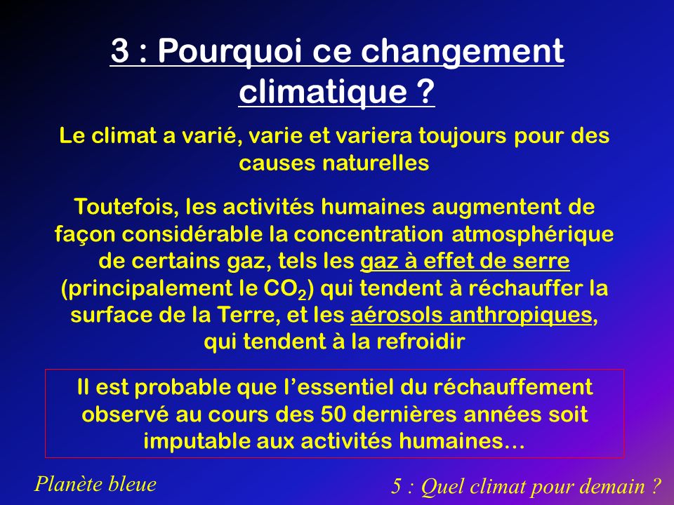 3 : Pourquoi ce changement climatique