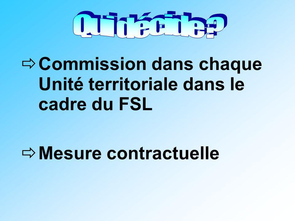 Commission dans chaque Unité territoriale dans le cadre du FSL