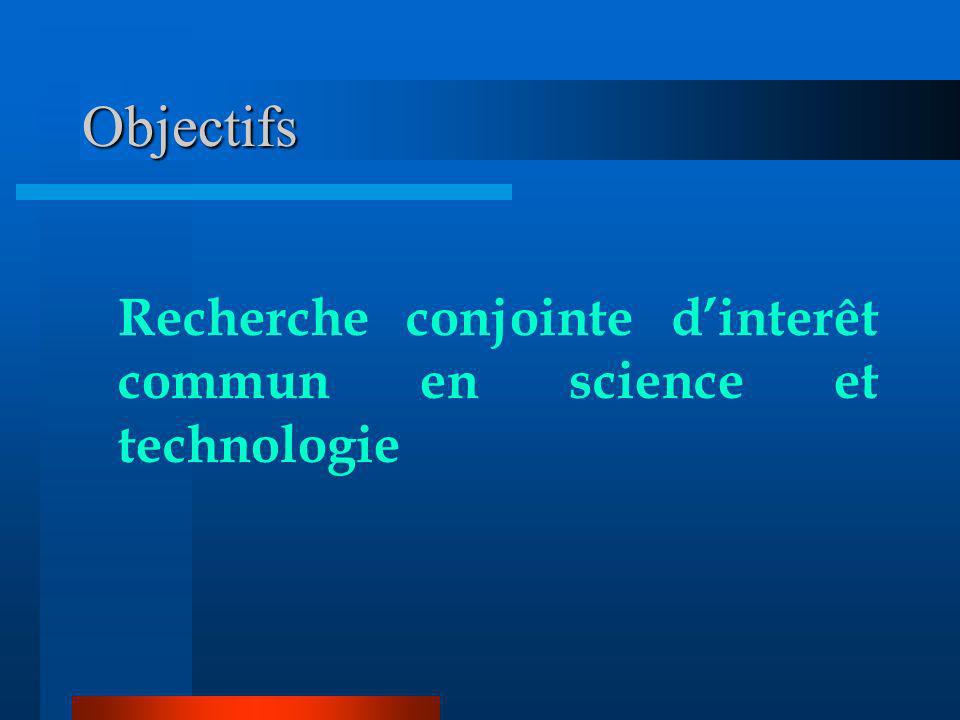 Objectifs Recherche conjointe d’interêt commun en science et technologie