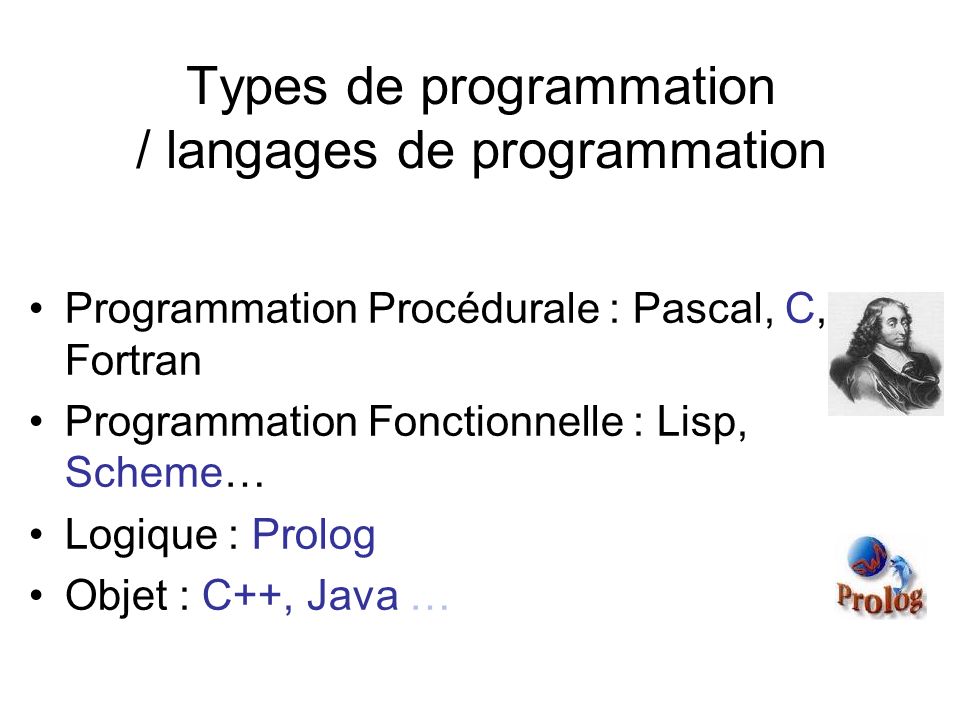 Types de programmation / langages de programmation