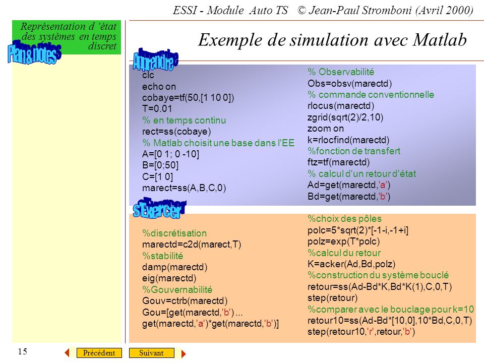 Exemple de simulation avec Matlab