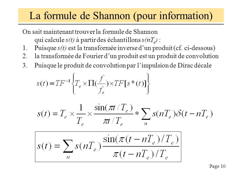 La formule de Shannon (pour information)
