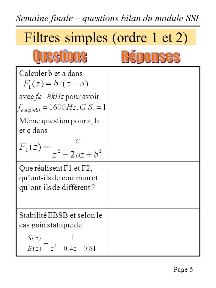 Filtres simples (ordre 1 et 2)