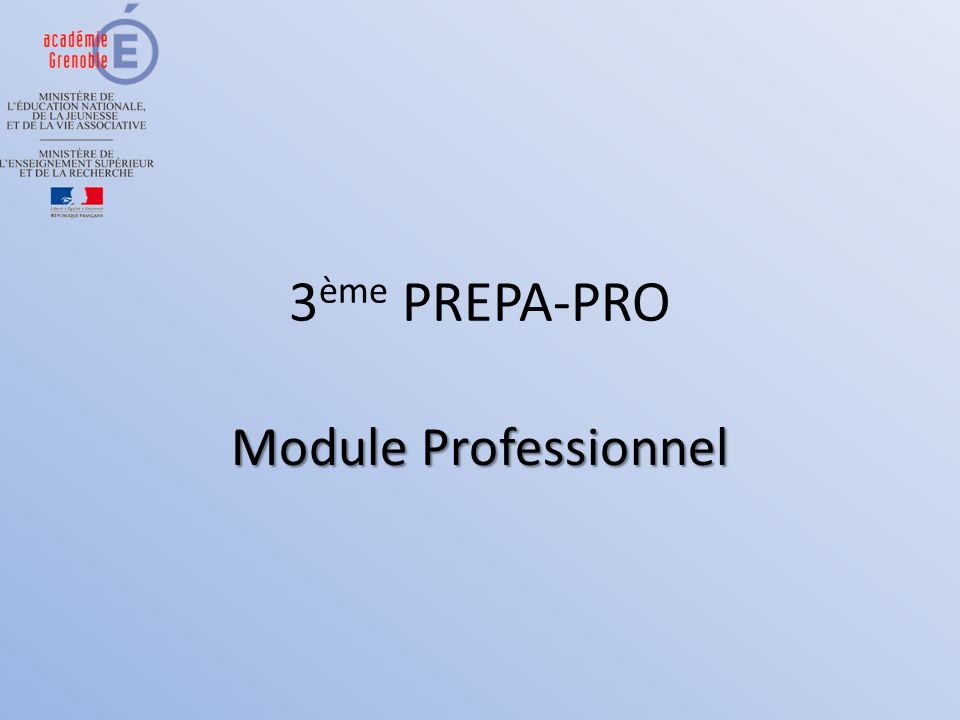 3ème PREPA-PRO Module Professionnel