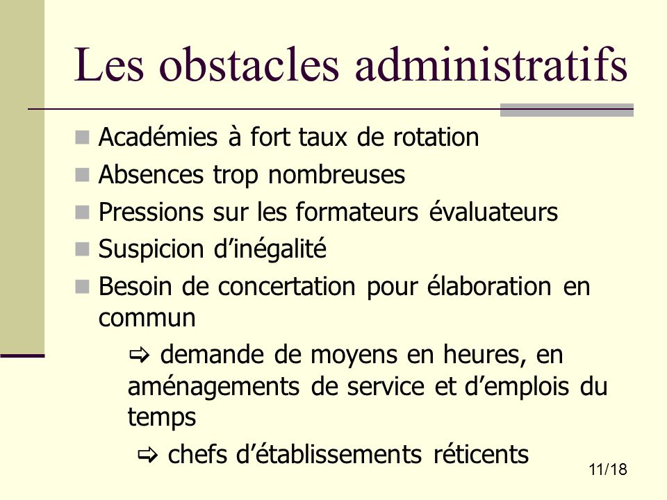 Les obstacles administratifs