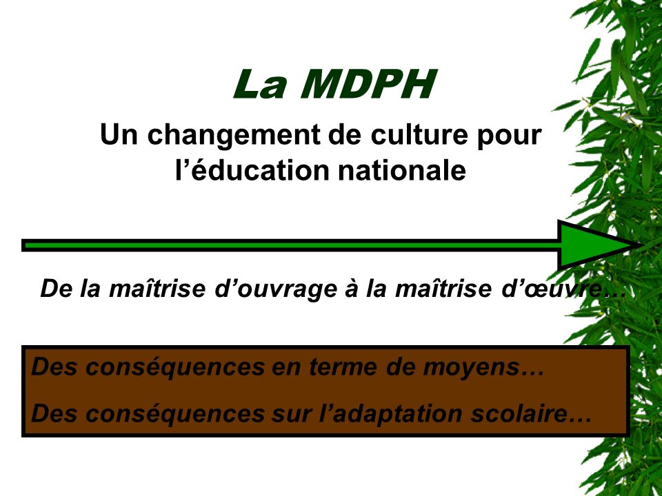 La MDPH Un changement de culture pour l’éducation nationale