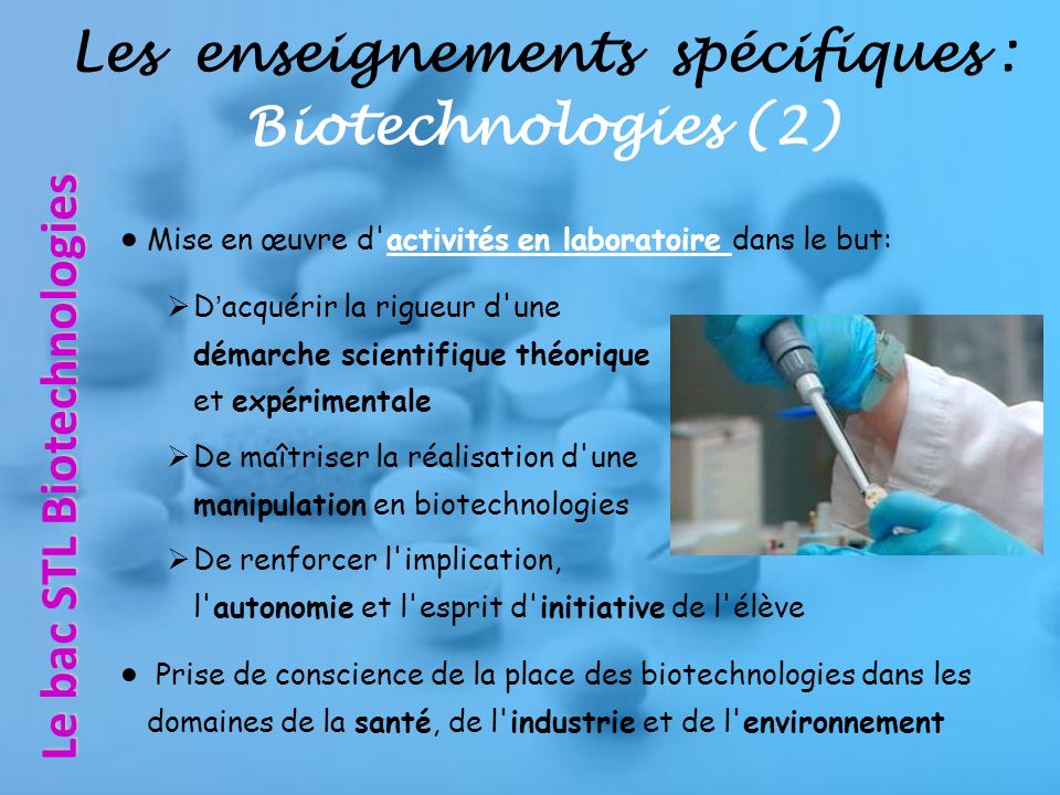 Les enseignements spécifiques : Biotechnologies (2)