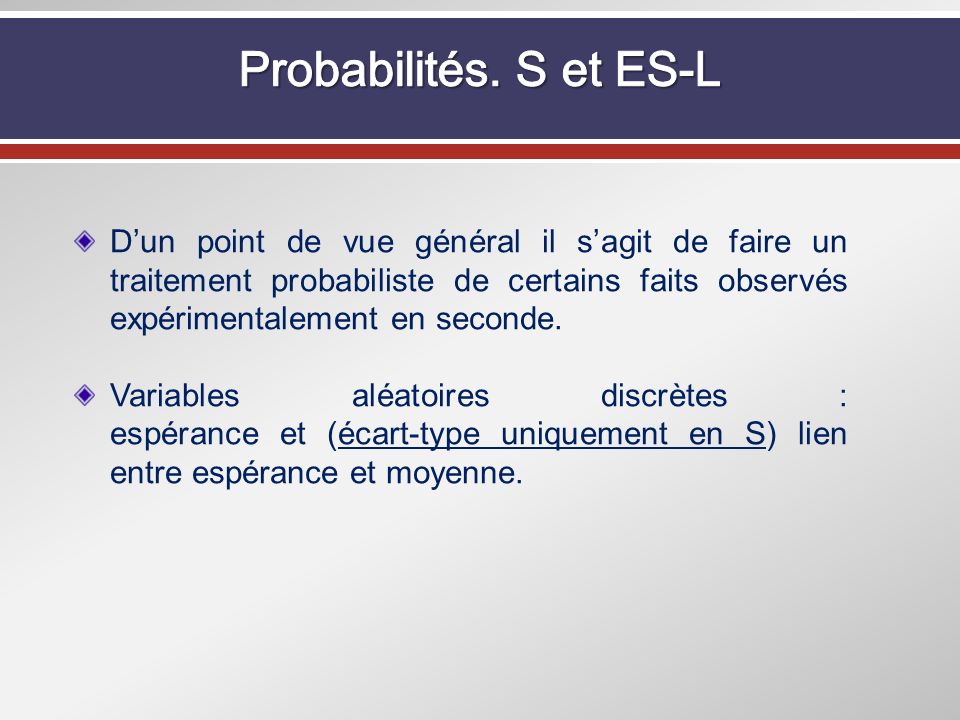 Probabilités. S et ES-L