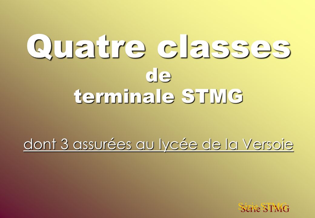 Quatre classes de terminale STMG dont 3 assurées au lycée de la Versoie