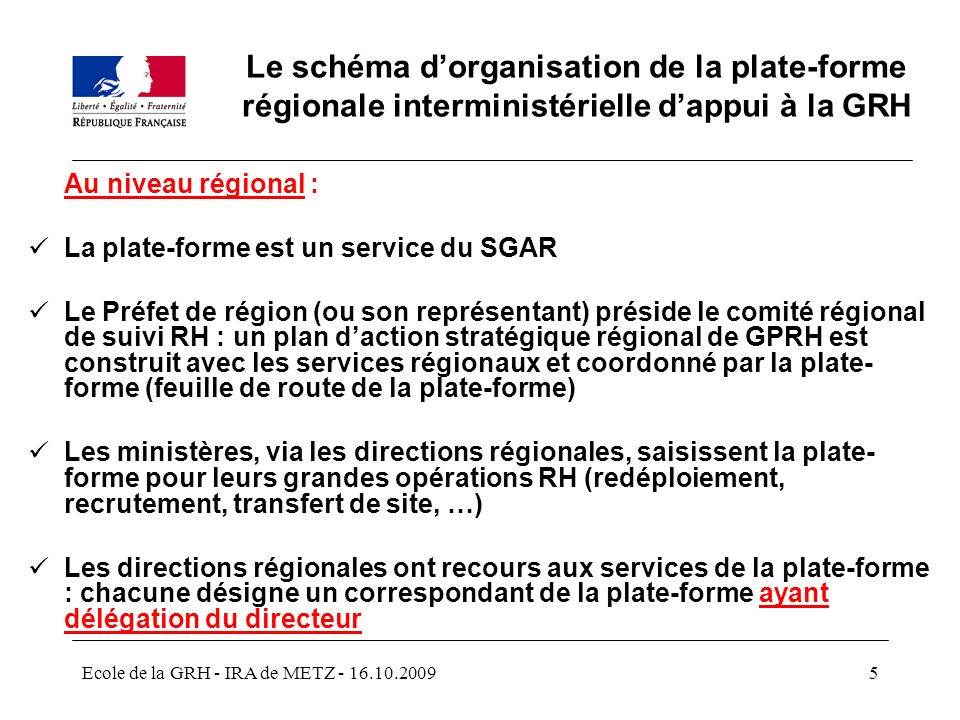 Le schéma d’organisation de la plate-forme régionale interministérielle d’appui à la GRH