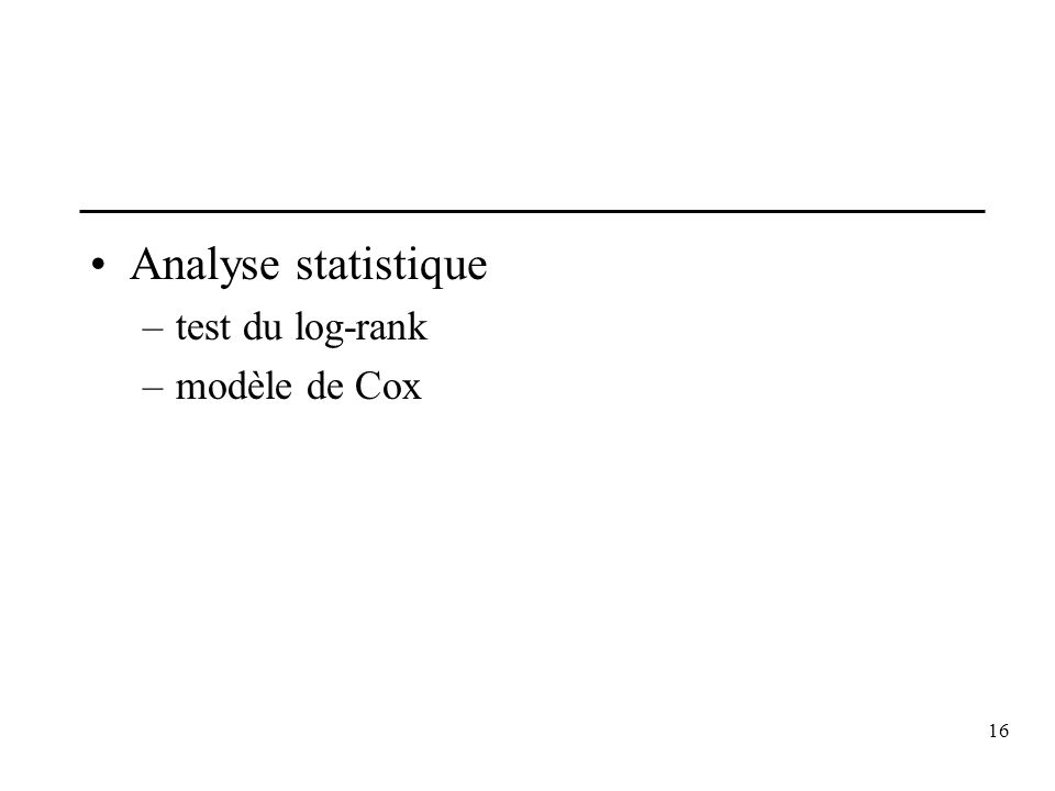 Analyse statistique test du log-rank modèle de Cox