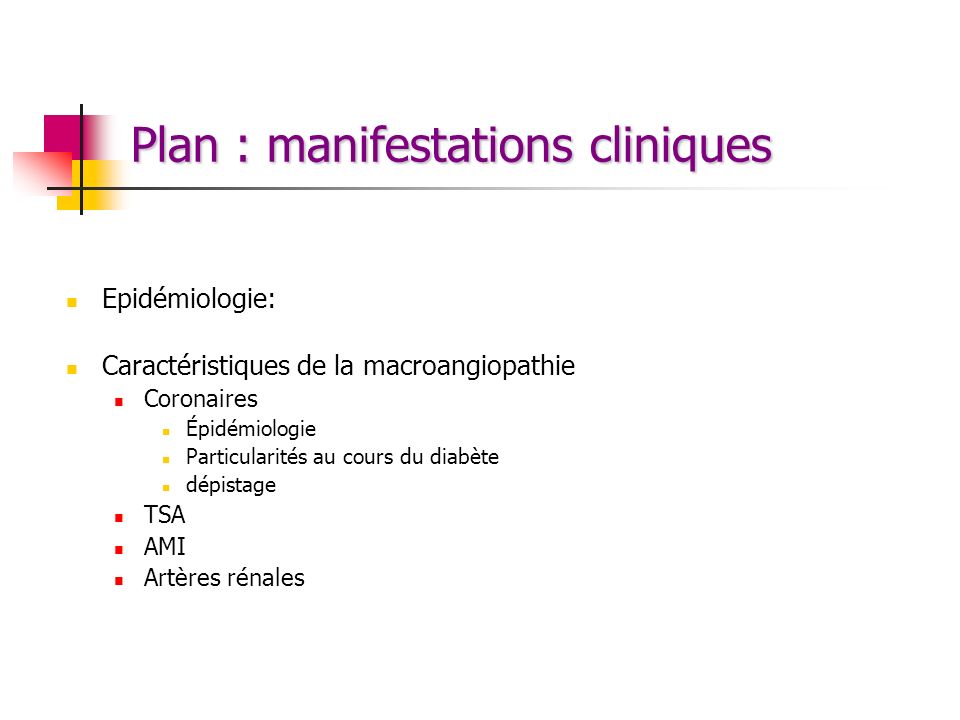 Plan : manifestations cliniques