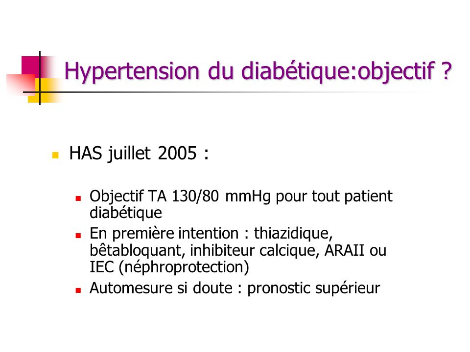 Hypertension du diabétique:objectif