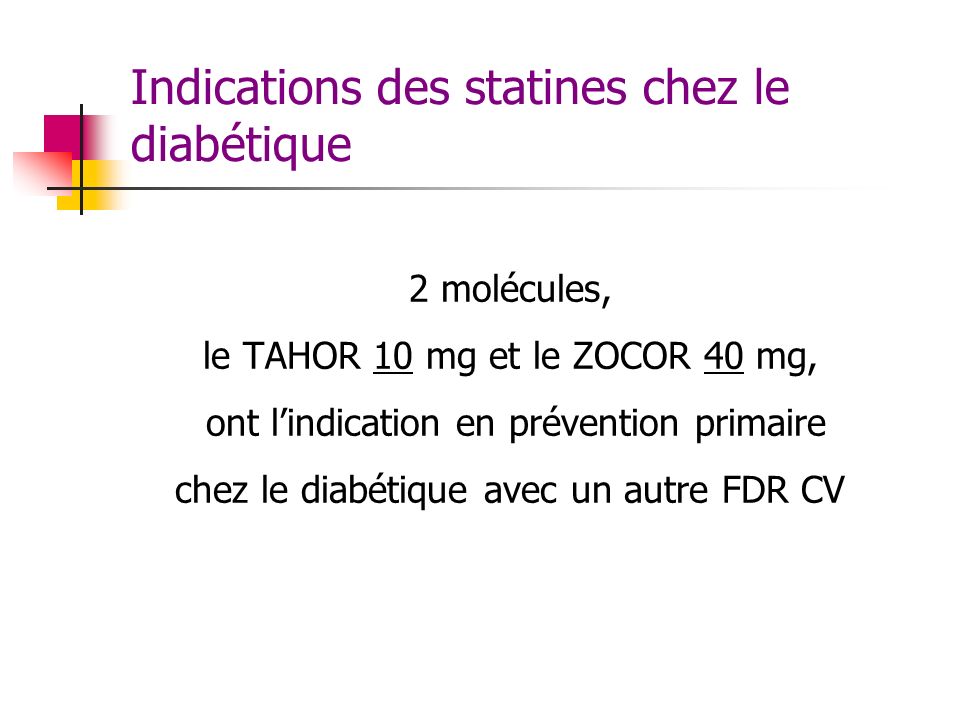 Indications des statines chez le diabétique