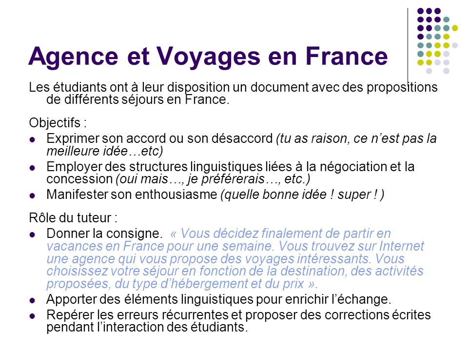 Agence et Voyages en France
