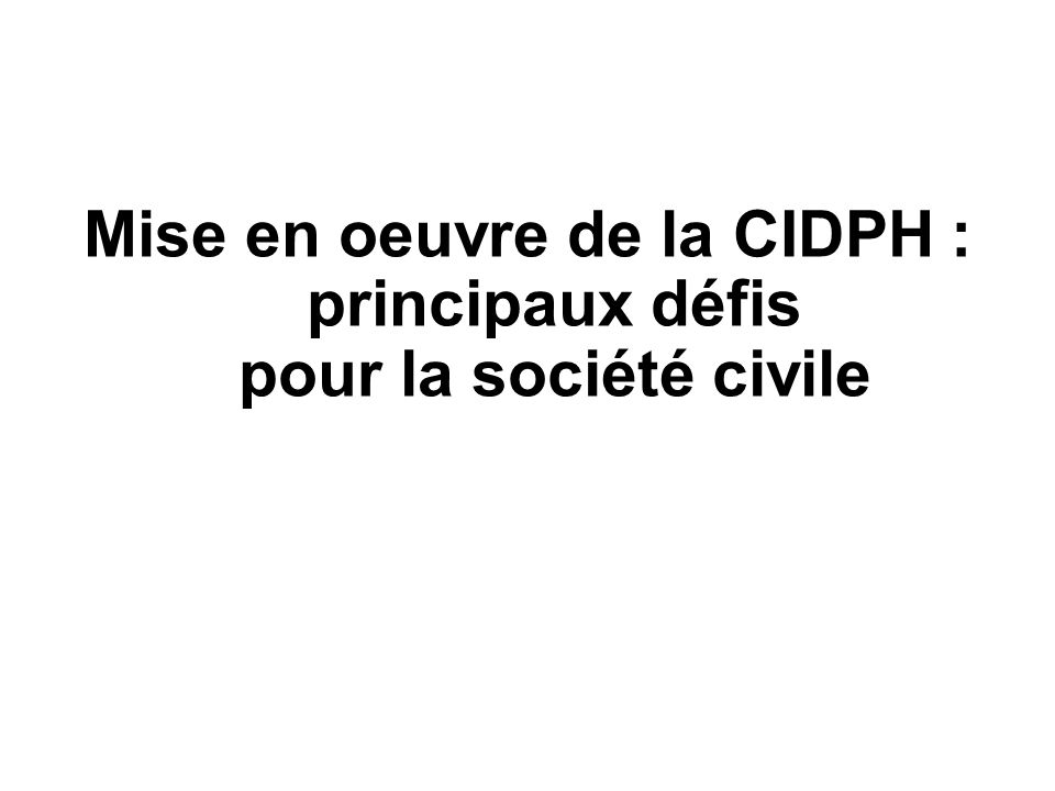 Mise en oeuvre de la CIDPH : principaux défis pour la société civile