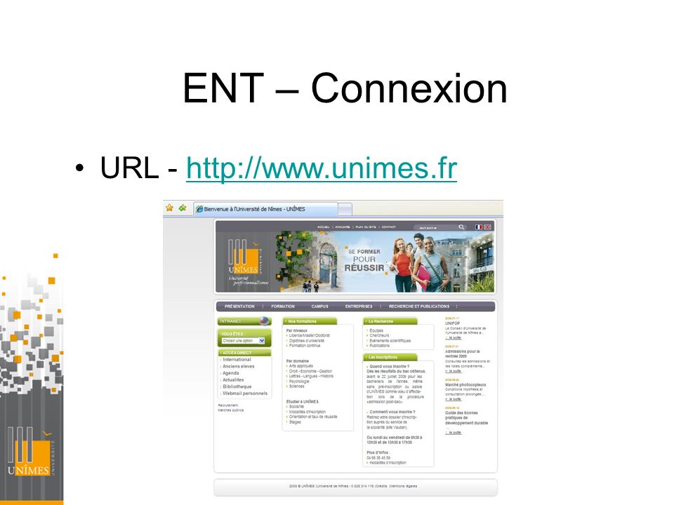 ENT – Connexion URL -