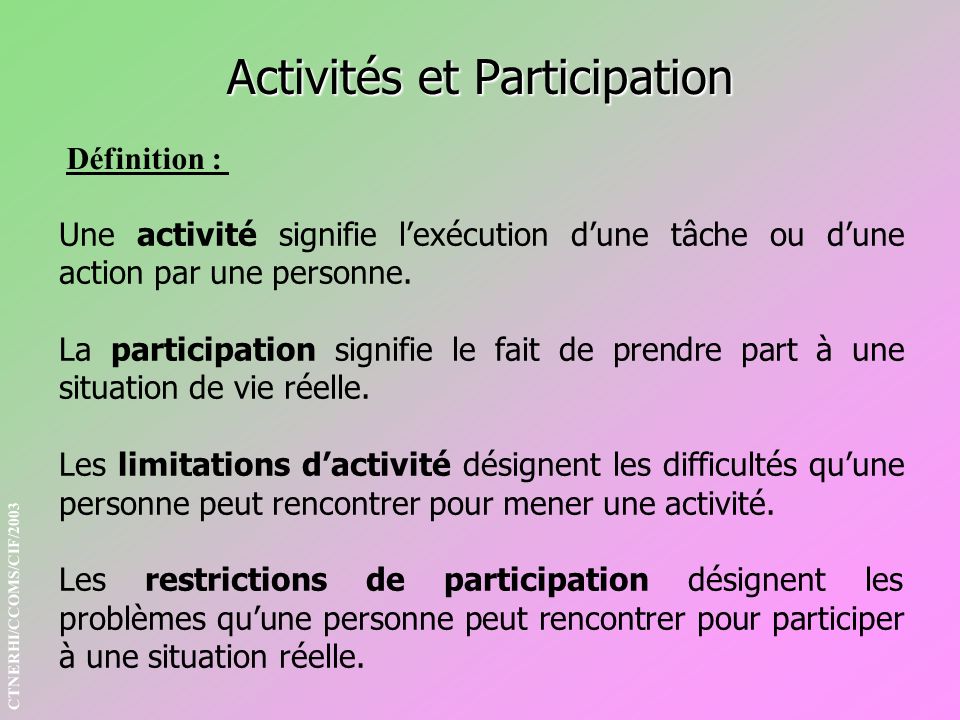 Activités et Participation