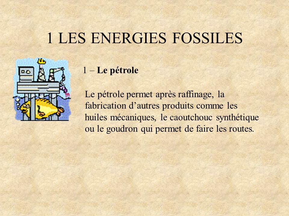 1 LES ENERGIES FOSSILES 1 – Le pétrole