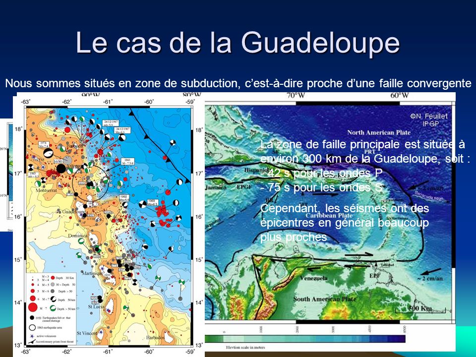 Le cas de la Guadeloupe Nous sommes situés en zone de subduction, c’est-à-dire proche d’une faille convergente.