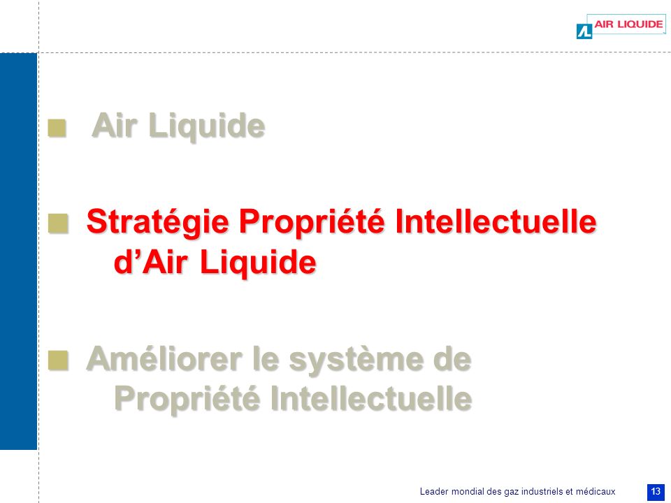 Stratégie Propriété Intellectuelle d’Air Liquide