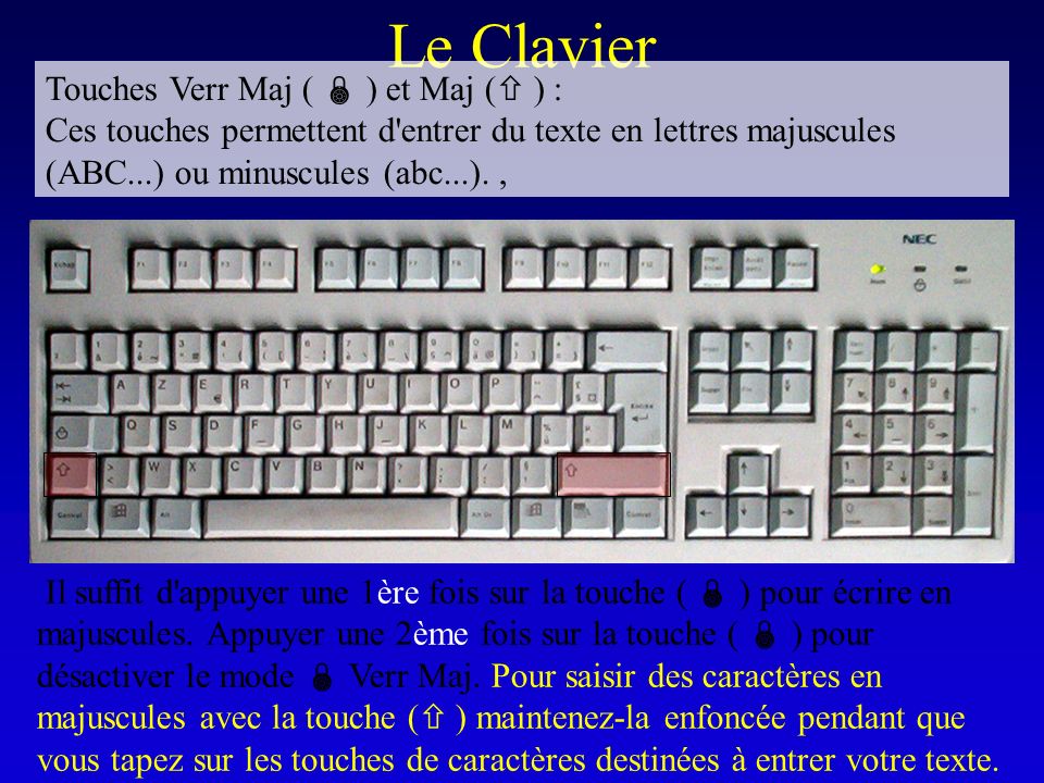 Le Clavier Touches Verr Maj (  ) et Maj ( ) :