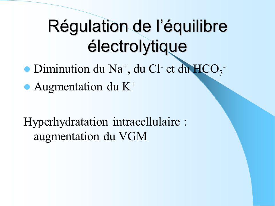 Régulation de l’équilibre électrolytique