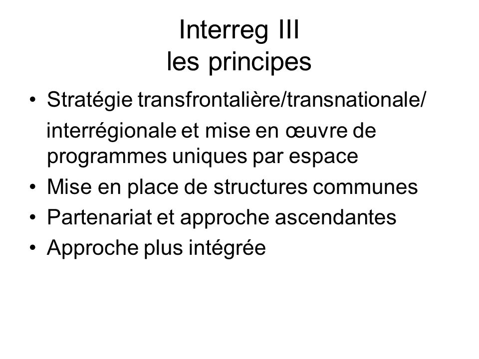 Interreg III les principes